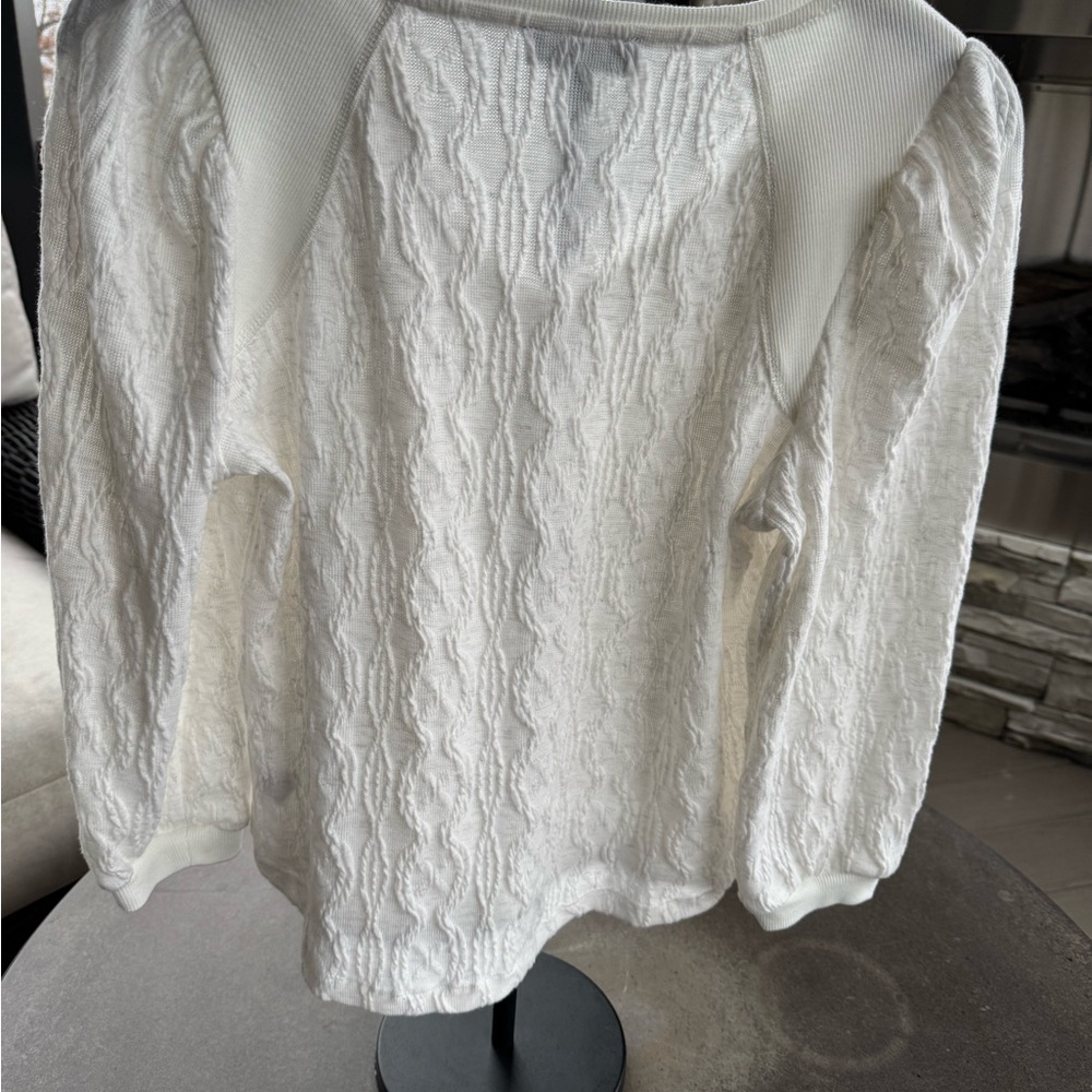 Petite Democracy Ivory Cable Knit Top